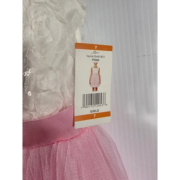 Emily Rose Girls Pink Tulle Dress Embellished Bow Sequins Sz 7 - Picture 3 of 6